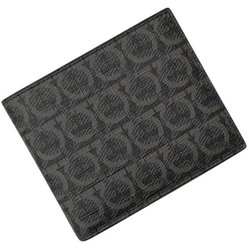 Salvatore Ferragamo Bifold Wallet Gancini Leather Charcoal Black Gray